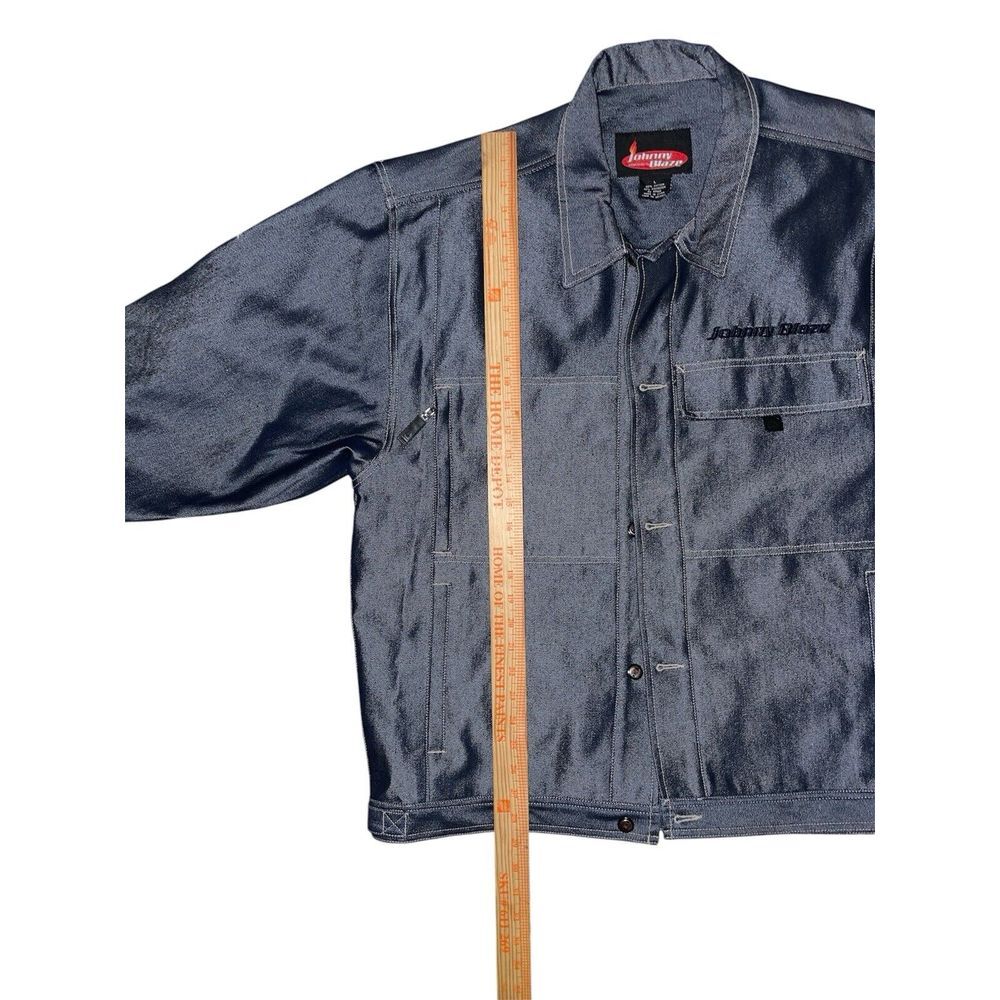 JOHNNY BLAZE Denim Jean Jacket L Men's Heavy Thick Jean Vintage Blue Method Man - Picture 7 of 11
